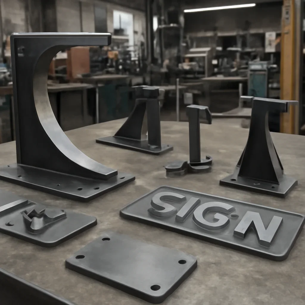 Custom fabricated metalwork related to custom brackets & signage