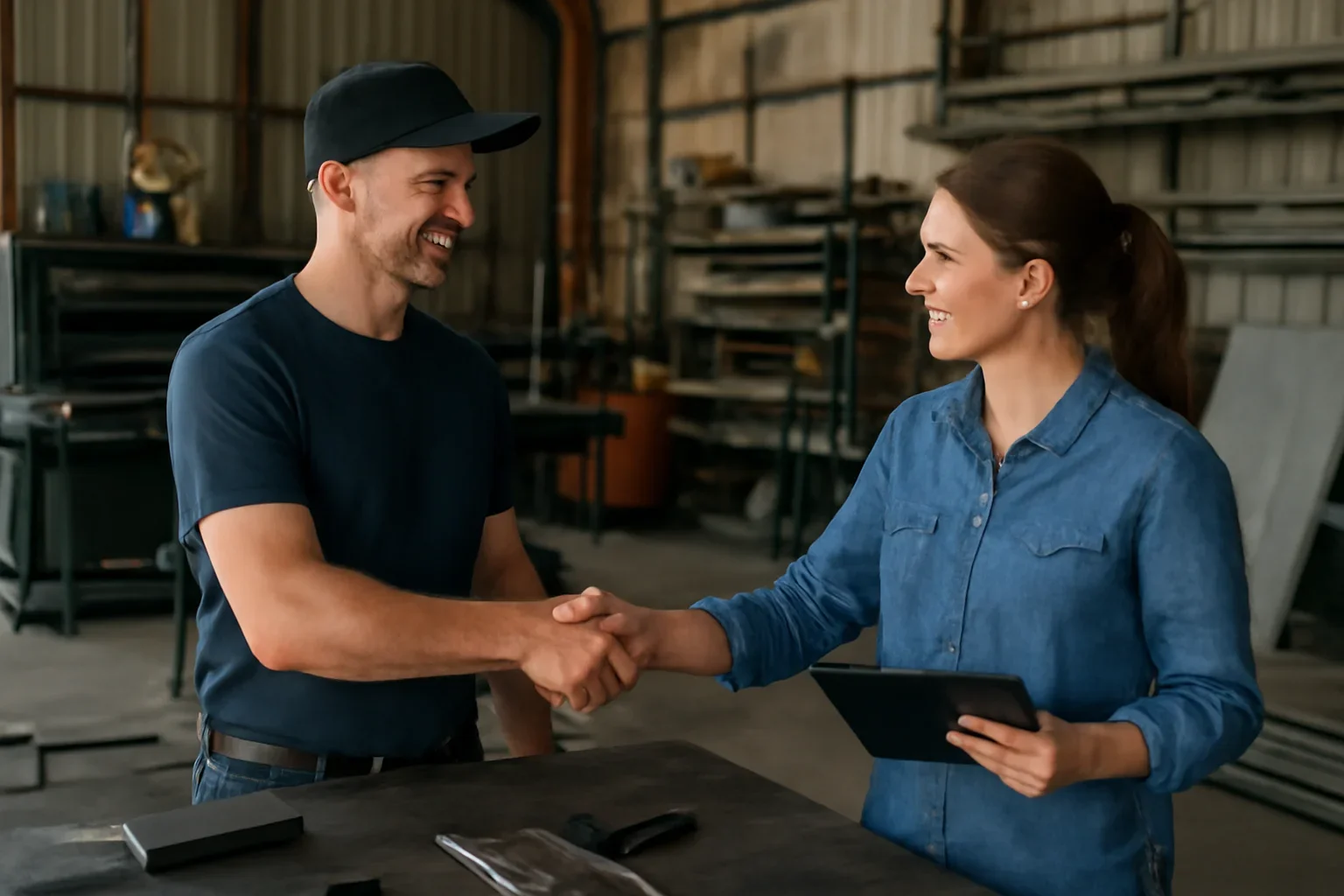 Contact project planning at a custom metal fabrication shop