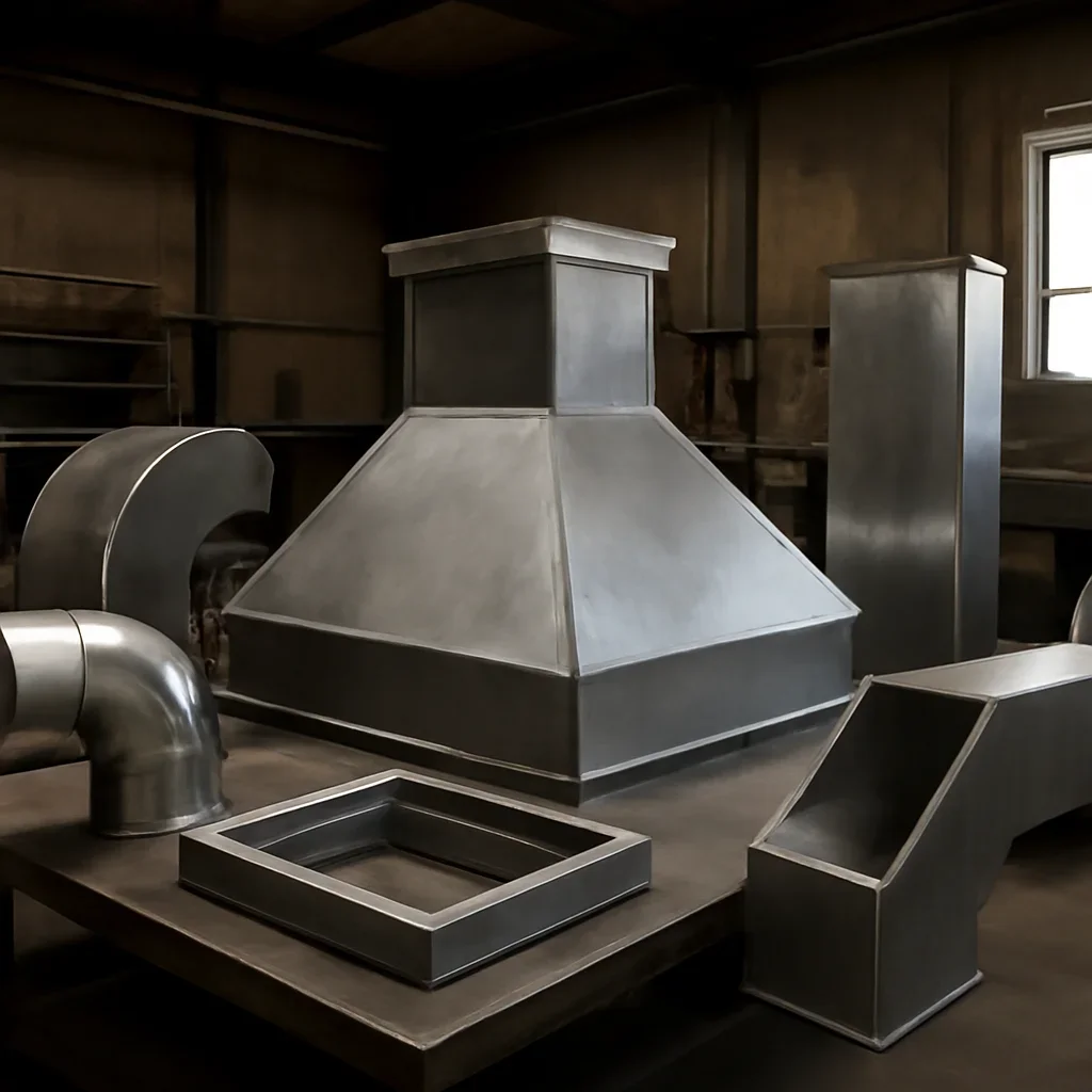 Custom fabricated metalwork related to commercial kitchen exhaust & hoods