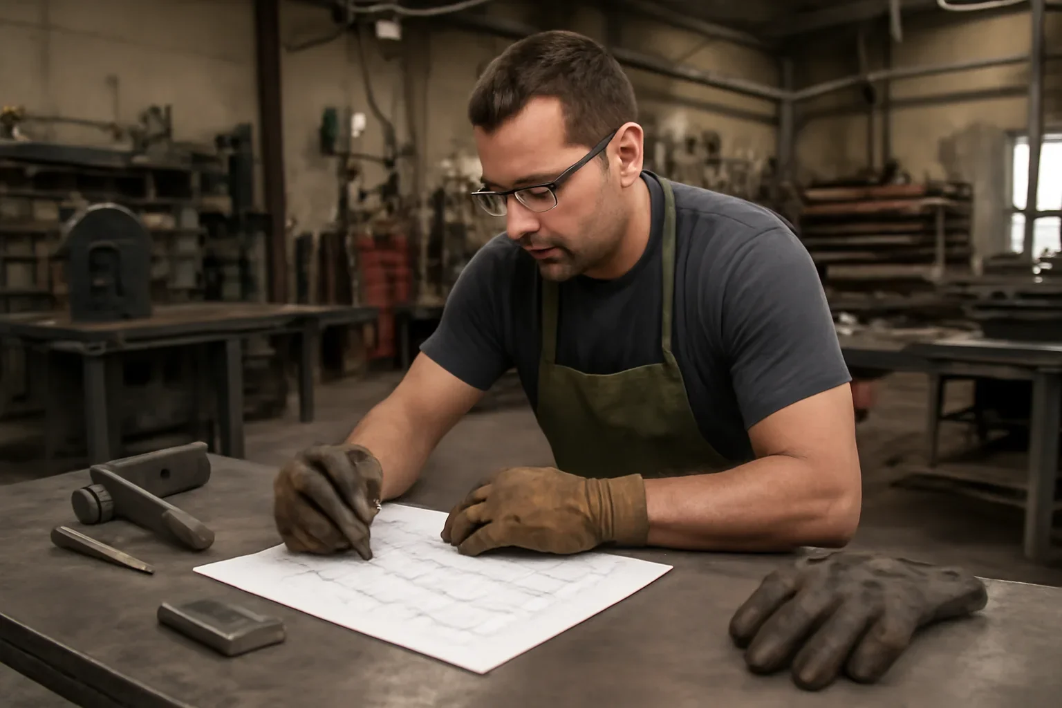 Custom Brackets & Mounts project planning at a custom metal fabrication shop