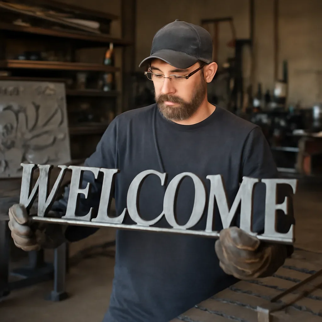 Custom fabricated metalwork related to custom metal signs