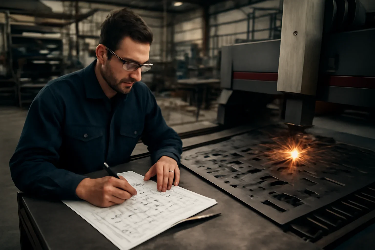 Laser Cutting project planning at a custom metal fabrication shop