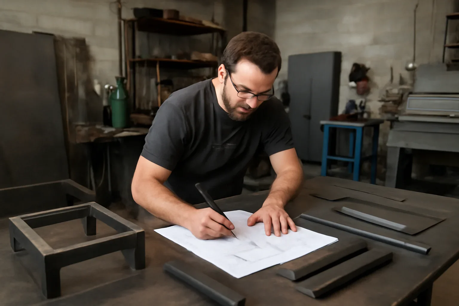 Prototyping & Design project planning at a custom metal fabrication shop