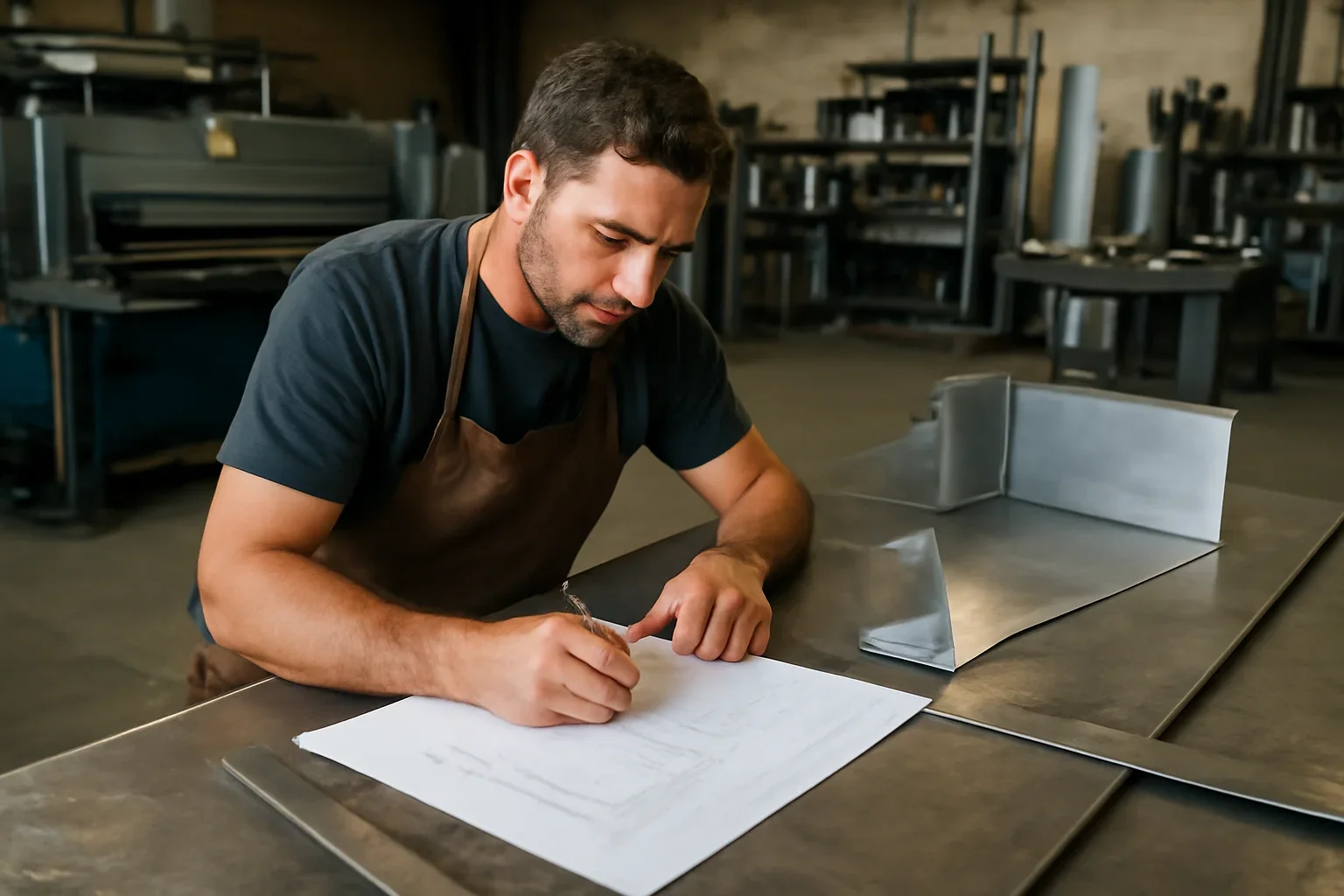 Sheet Metal Fabrication project planning at a custom metal fabrication shop