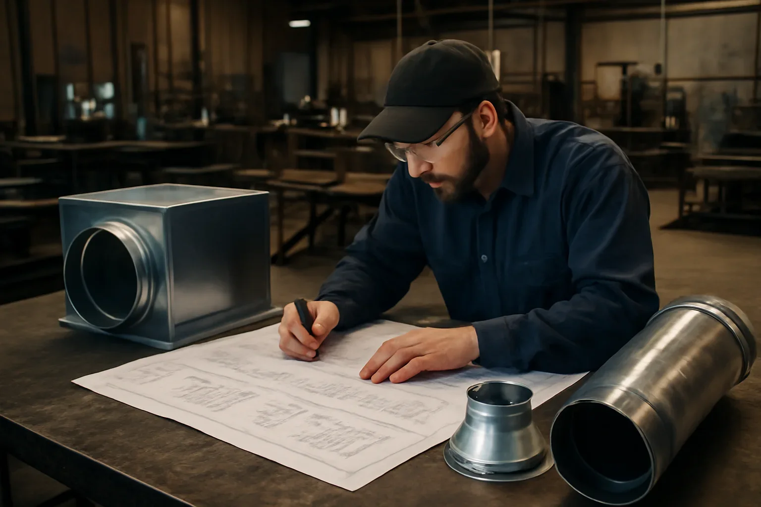 HVAC & Mechanical project planning at a custom metal fabrication shop
