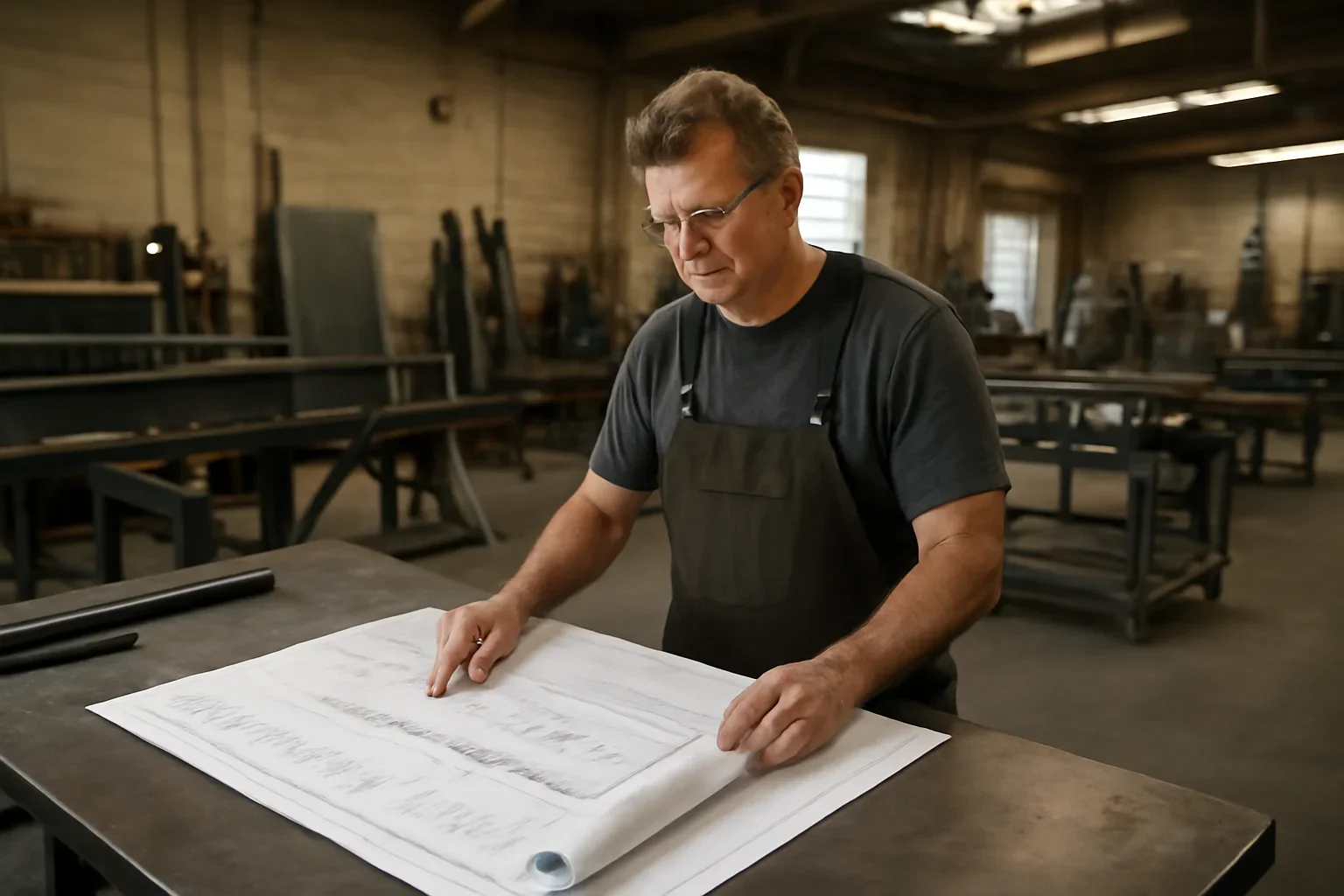 PDF Shop Drawings project planning at a custom metal fabrication shop