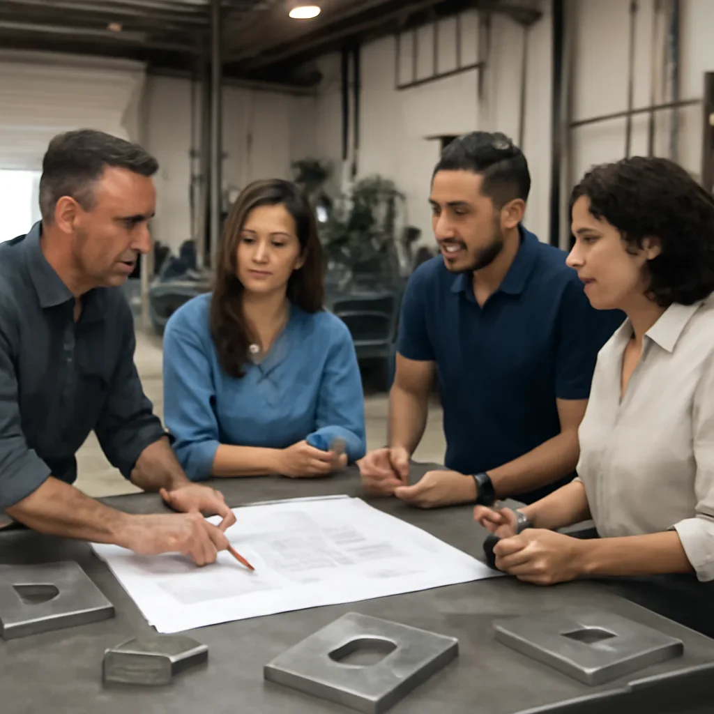 Project planning meeting for custom metal fabrication in Agua Dulce, CA