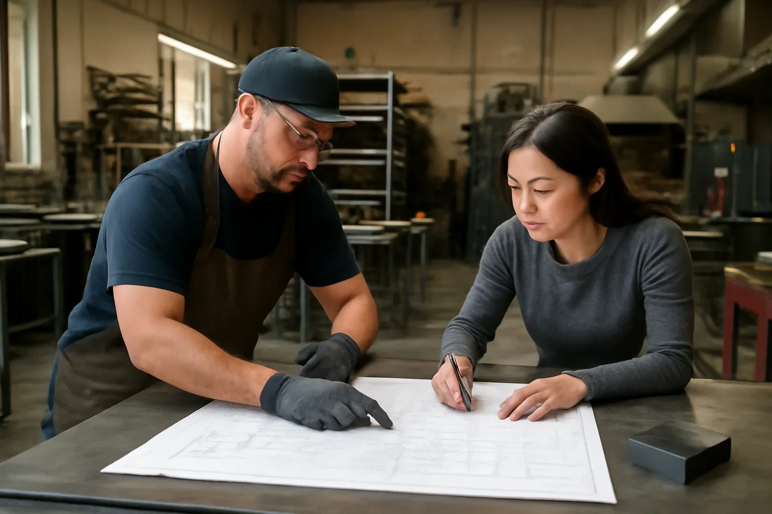 Service Area project planning at a custom metal fabrication shop