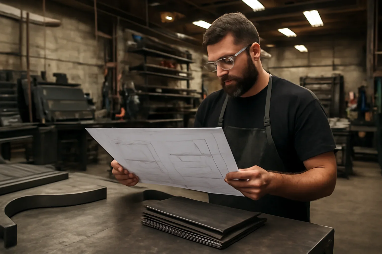 Material Guide project planning at a custom metal fabrication shop