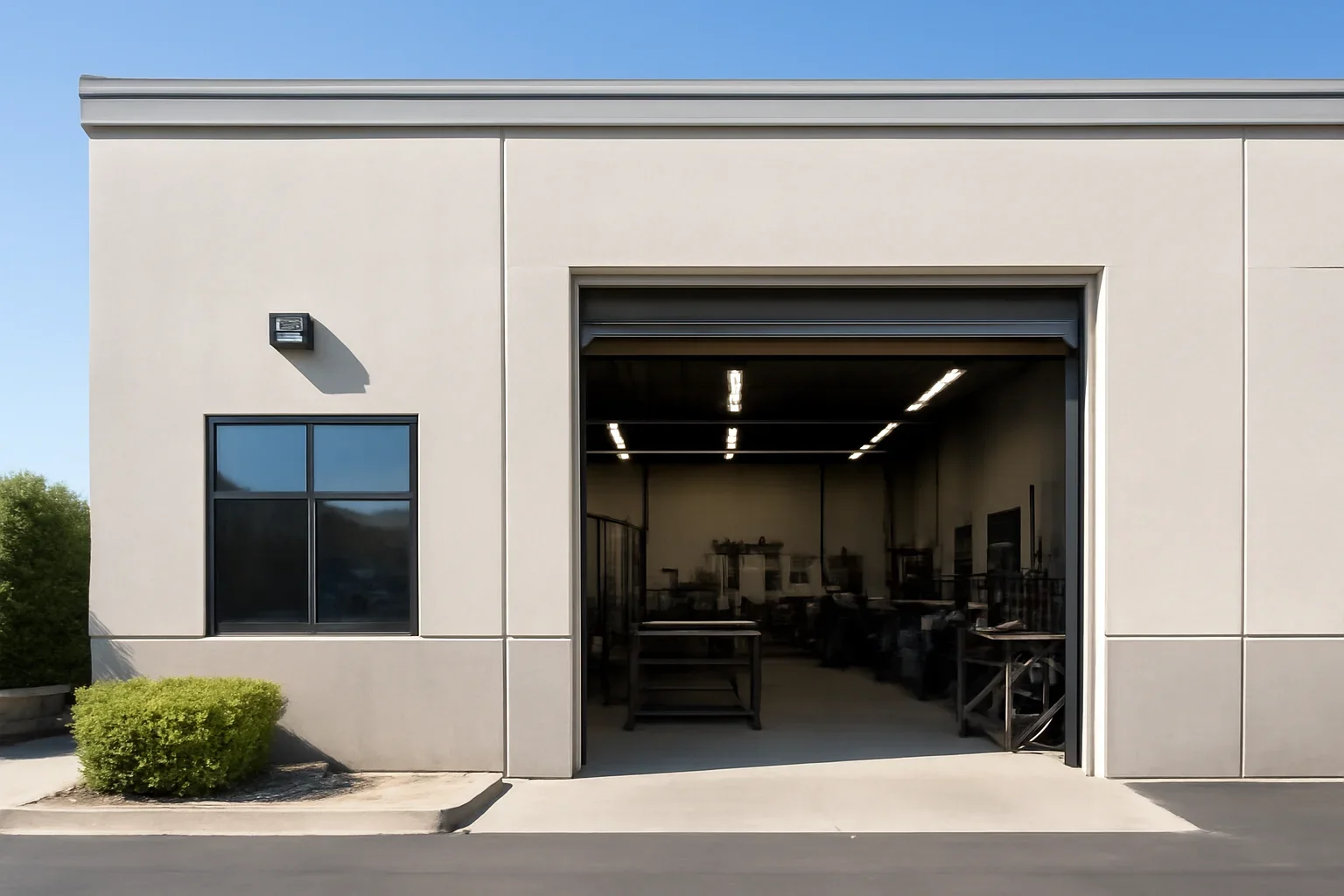 Exterior-facing view of a professional metal fabrication workspace in Canyon Country